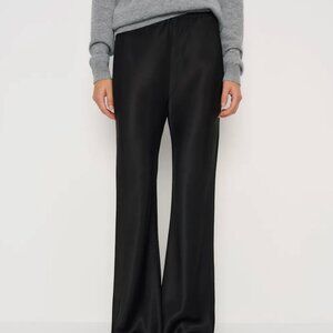 Reformation Gale Satin Mid Rise Bias Pant, Black, NWT, Size XL